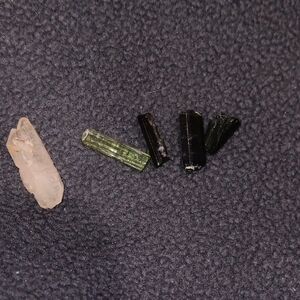 Green and Black Tourmaline Specimen Lot with Clear Quartz